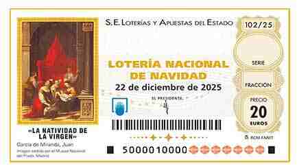 Décimo 52223 del sorteo 102-22/12/2025 Navidad