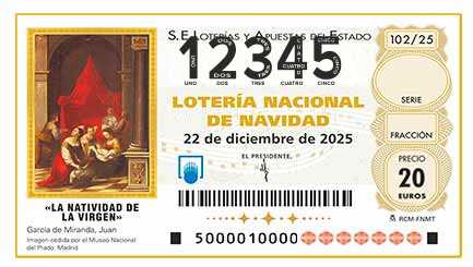 Décimo 12345 del sorteo 102-22/12/2025 Navidad